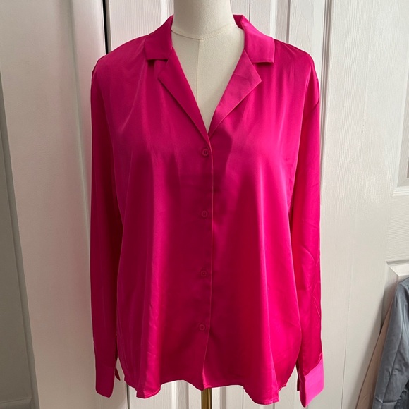 RACHEL Rachel Roy Fuchsia Button Down Shirt Satin Look shirt - Picture 1 of 7